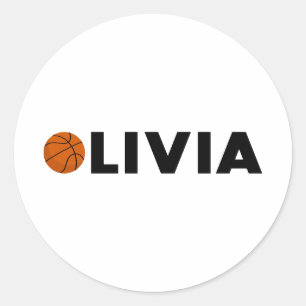 Pegatina Redonda Olivia Basketball