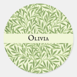 Pegatina Redonda Olivia Elegant Floral Nombre Personalizado