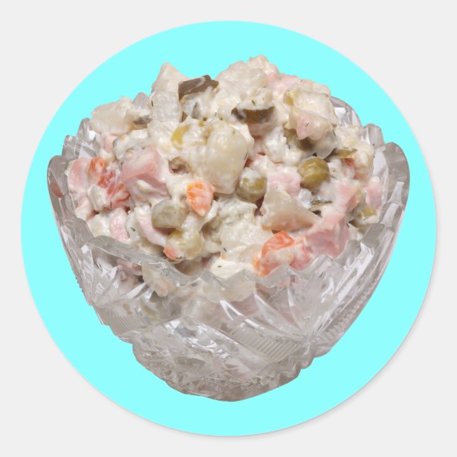 Pegatina Redonda Olivier Salad (Anverso)