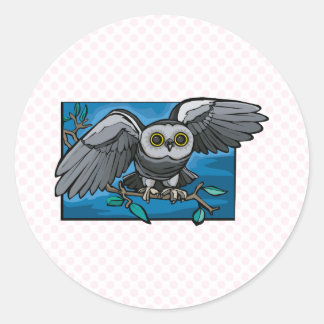 Pegatina Redonda Olivina Owl