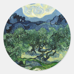 Pegatina Redonda Olivos de Vincent van Gogh (1889)