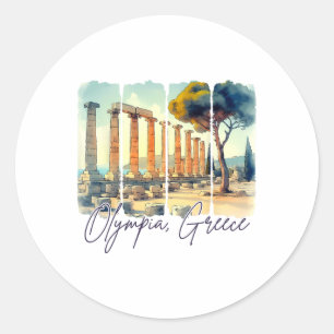 Pegatina Redonda Olympia Grecia Viaje Encuentrame En Grecia Olympia