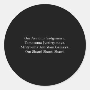 Pegatina Redonda Om Asatoma Sadgamaya Meditación y Mantra de Oració
