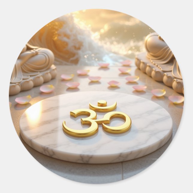 PEGATINA REDONDA OM - AUM - BUDISMO ZEN (Anverso)