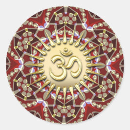 Pegatina Redonda OM AUM Earthy Gold Mandala Meditación Yoga Pegatin