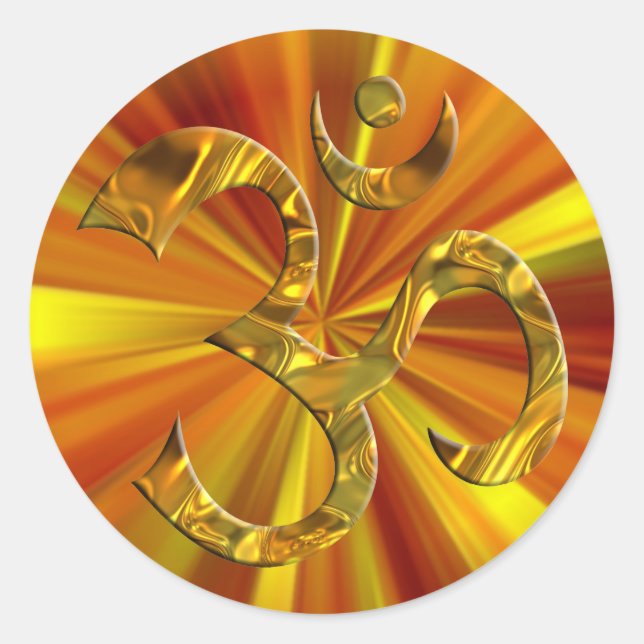 Pegatina Redonda OM / AUM - ORO | zoom amarillo (Anverso)