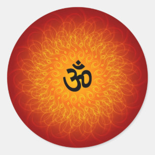 Pegatina Redonda Om Espiritual En Mandala