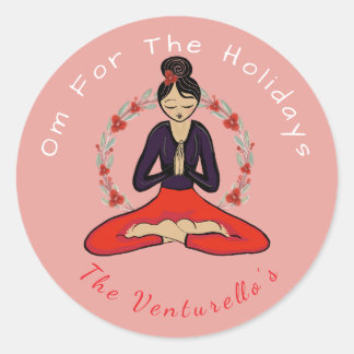 Pegatina Redonda Om For The Holidays Yoga Sticker