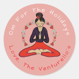 Pegatina Redonda Om For The Holidays Yoga Sticker
