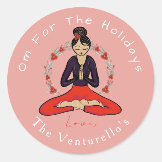 Pegatina Redonda Om For The Holidays Yoga Sticker