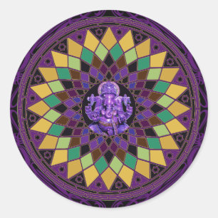 Pegatina Redonda Om Ganesh Mandala