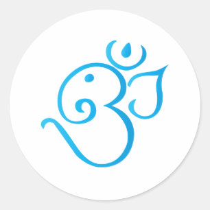 Pegatina Redonda Om-ganpati-turqoise