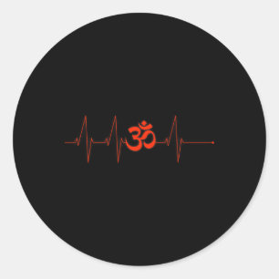 Pegatina Redonda Om Latido Divertido Sagrado Ohm Yoga Meditación Co
