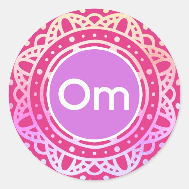 Pegatina Redonda Om Mandala (Anverso)