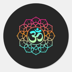 Pegatina Redonda Om Mandala Espiritual Zen Yoga Budista Meditar Mi