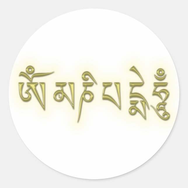 Pegatina Redonda Om Mani Padme Hum (Anverso)