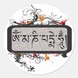 Pegatina Redonda Om Mani Padme Hum Grubge