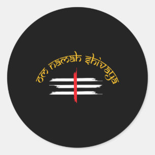 Pegatina Redonda Om Namah Shivaya Tripundra Símbolo de Shiva