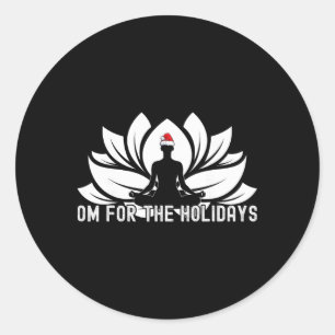 Pegatina Redonda Om Para Las Fiestas - Divertido Yoga De Navidad Lo
