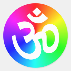 Pegatina Redonda Om Rainbow