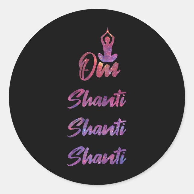 Pegatina Redonda Om Shanti - Yoga  (Anverso)