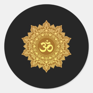 Pegatina Redonda Om Símbolo Mandala Geometría Sagrada Zen Yoga Medi