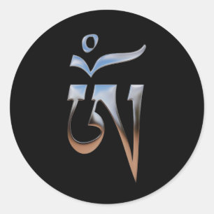 Pegatina Redonda Om tibetano