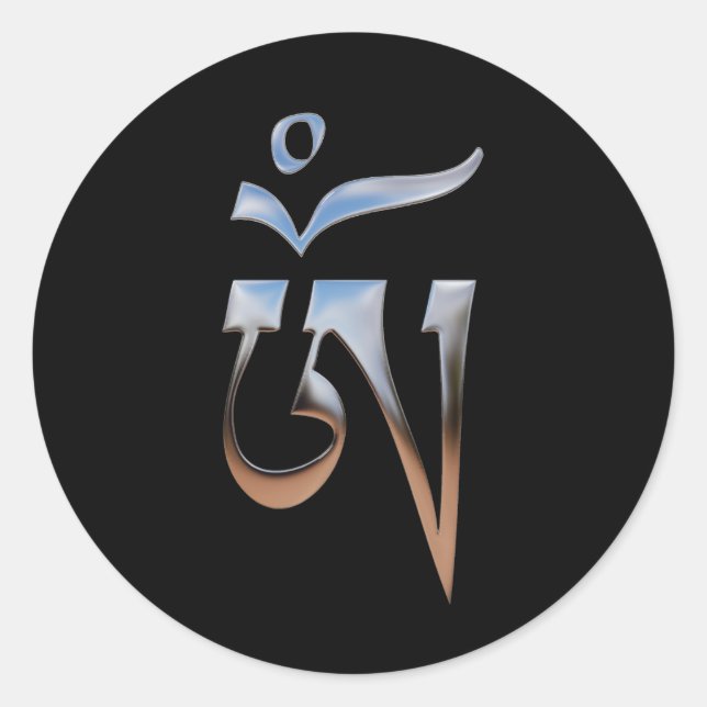 Pegatina Redonda Om tibetano (Anverso)