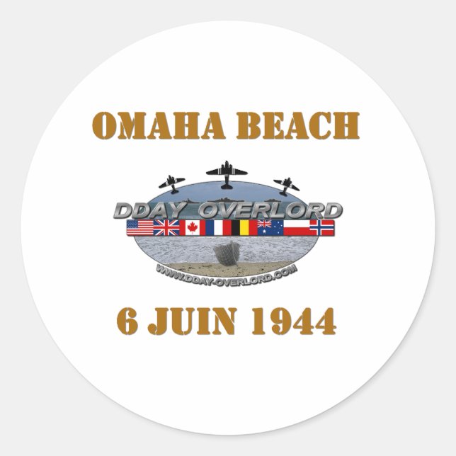 Pegatina Redonda Omaha Beach 1944 (Anverso)