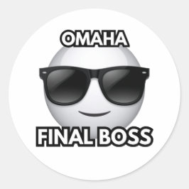 Pegatina Redonda Omaha Final Boss Cool Emoji Sticker