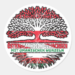 Pegatina Redonda Oman Omanisch Österreichisch Österreich Baum