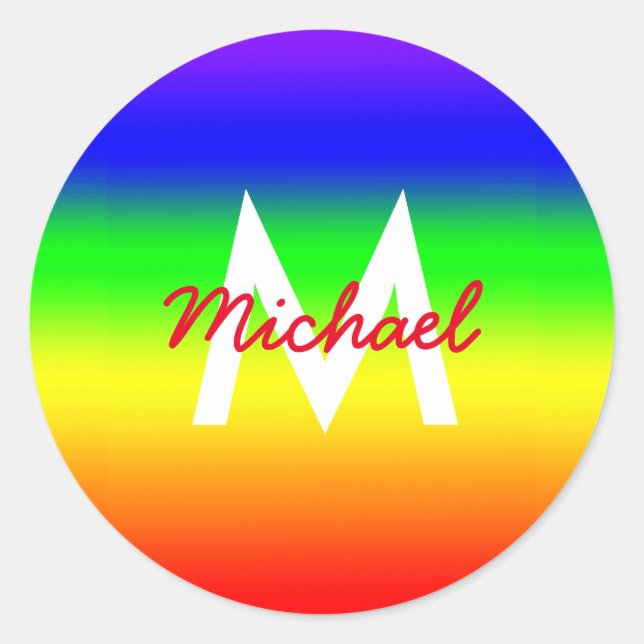 Pegatina Redonda Ombre arcoiris (Anverso)