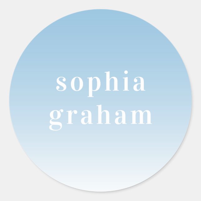 Pegatina Redonda Ombre azul y blanco (Anverso)