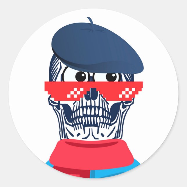 PEGATINA REDONDA OMG CALAVERA (Anverso)