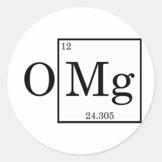 Pegatina Redonda OMG Química de la ciencia del magnesio