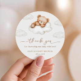Pegatina Redonda On Cloud Nine Neutral Teddy Bear Baby Shower Favor