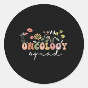 Pegatina Redonda Oncología de Flores Silvestres Escuadrón Retro Tee