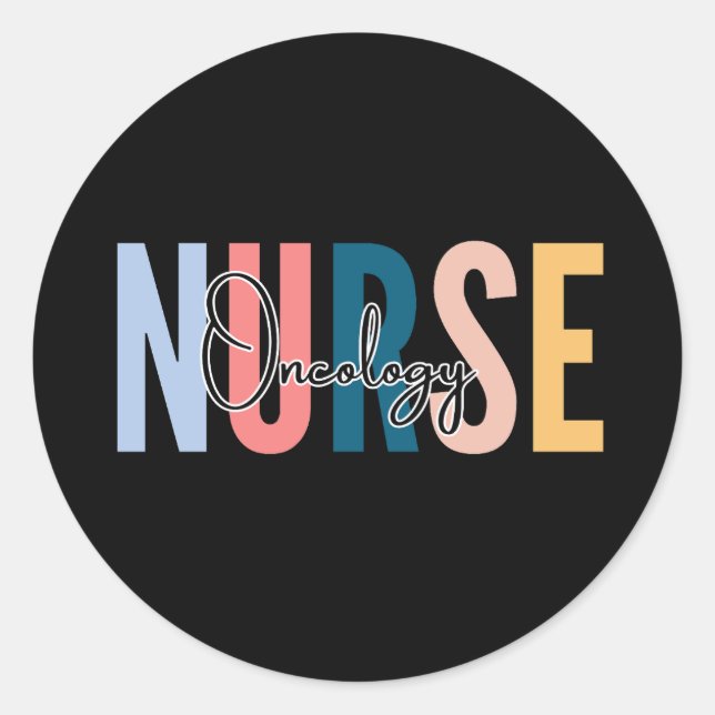Pegatina Redonda Oncología Nurse (Anverso)