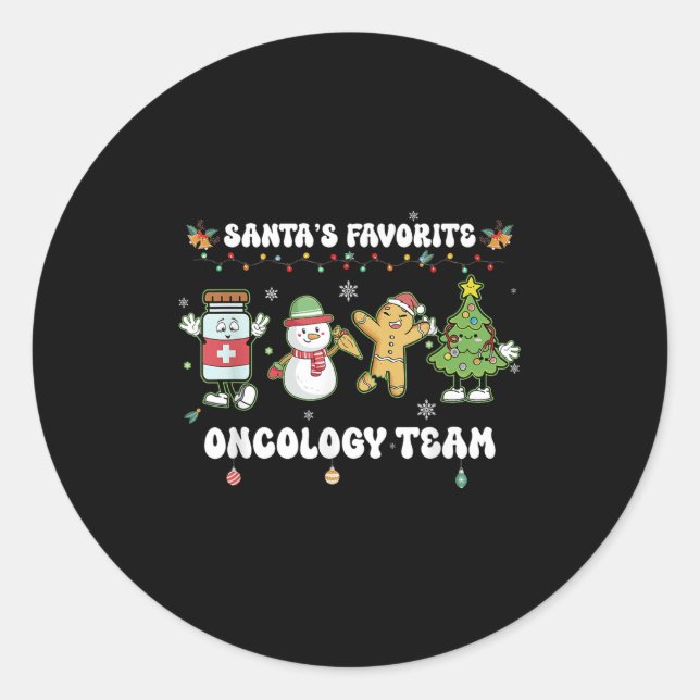 Pegatina Redonda Oncology Christmas Crew Chemotherapy Nurse Techs N (Anverso)