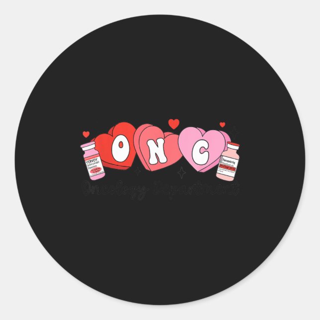 Pegatina Redonda Oncology Nurse Fight Cancer Nurse Valentine Onc De (Anverso)