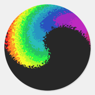 Pegatina Redonda Onda arcoiris yin yang