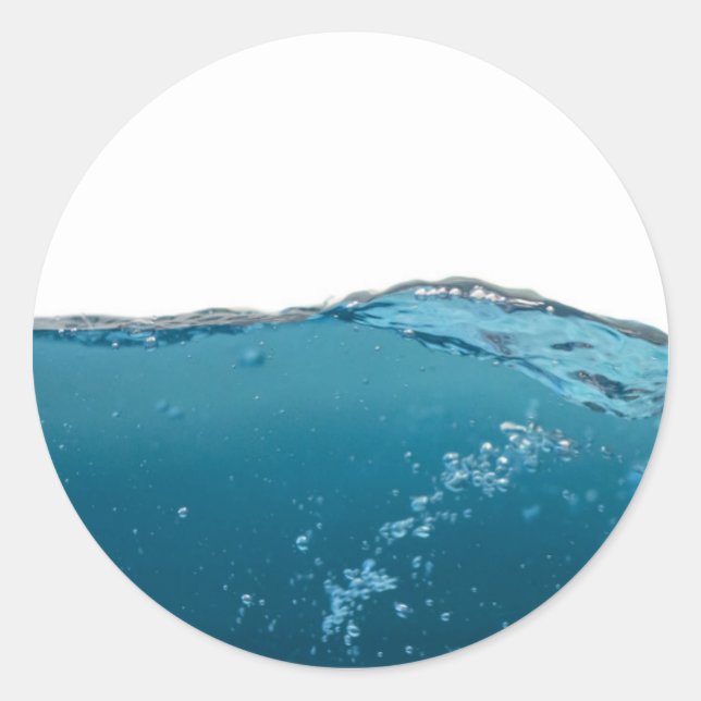 Pegatina Redonda Onda azul transparente de Guay (Anverso)
