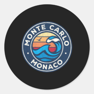 Pegatina Redonda Ondas náuticas monegascas de Monte Carlo