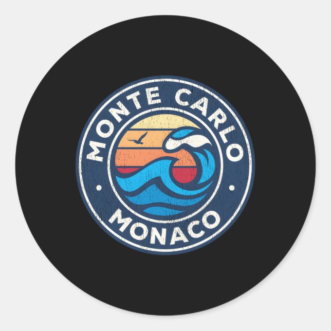 Pegatina Redonda Ondas náuticas monegascas de Monte Carlo (Anverso)