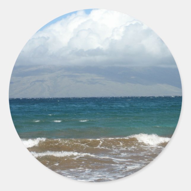 Pegatina Redonda Ondas oceánicas (Anverso)