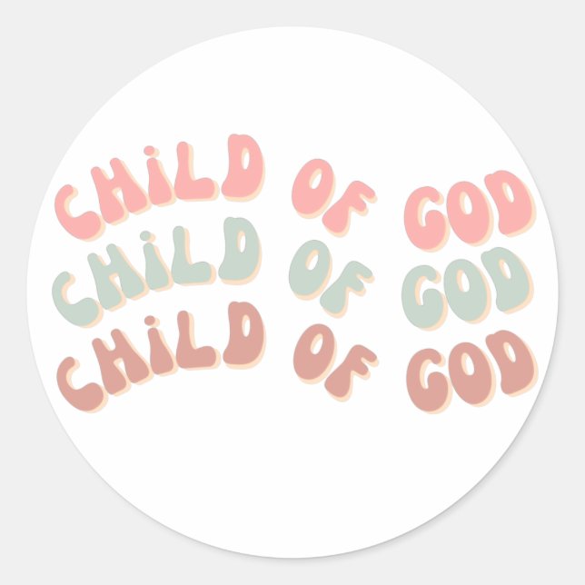 Pegatina Redonda Ondas retro de niño de Dios (Anverso)