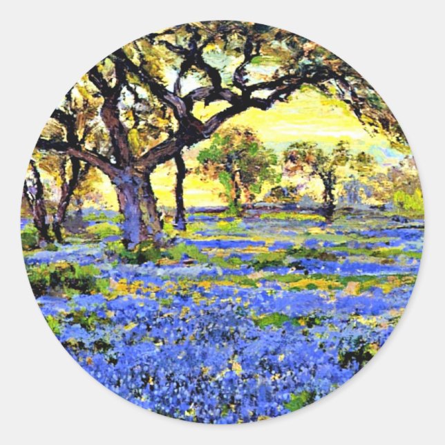 Pegatina Redonda Onderdonk - Old Live Oak Tree, famosa pintura, (Anverso)