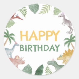 Pegatina Redonda One A Saurus Dinosaur Boy Square