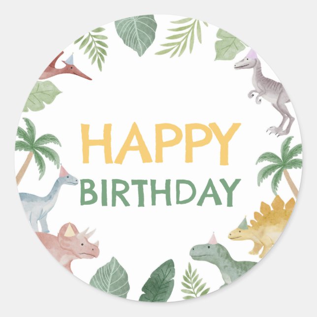 Pegatina Redonda One A Saurus Dinosaur Boy Square (Anverso)