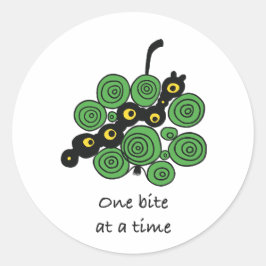 Pegatina Redonda One Bite at a Time Round Sticker – Cute Worm Doodl